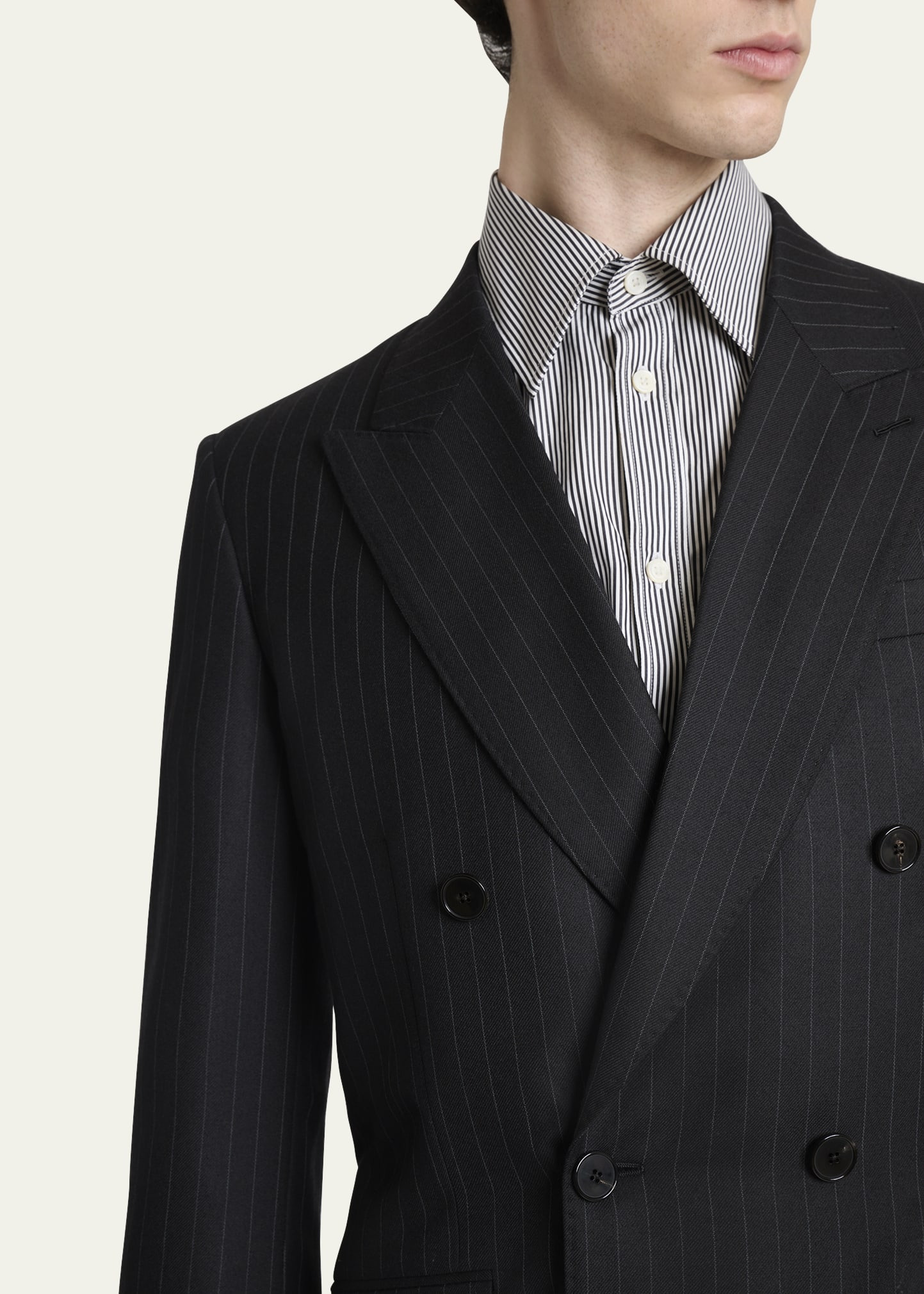 Men's Double-Breasted Pinstripe Sport Coat - 7