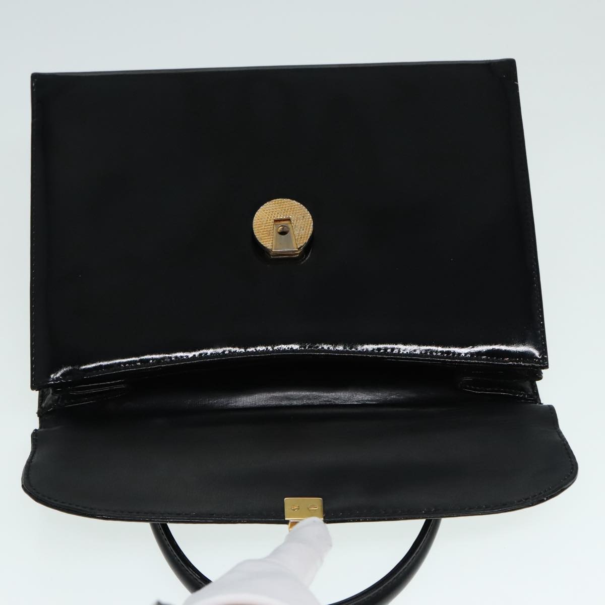 GUCCI Hand Bag Enamel Black Gold - 10