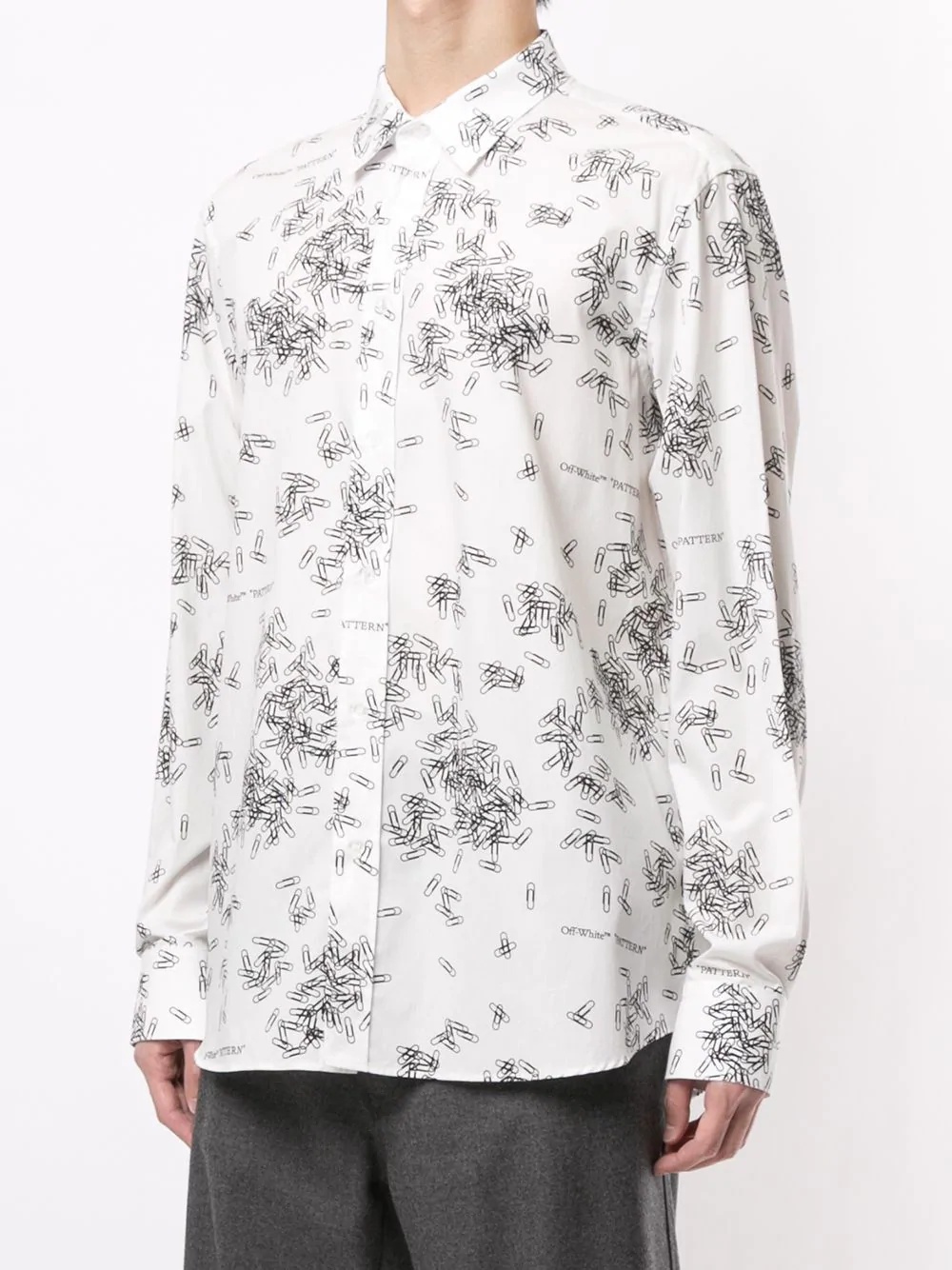 paperclip-print long-sleeve shirt - 3