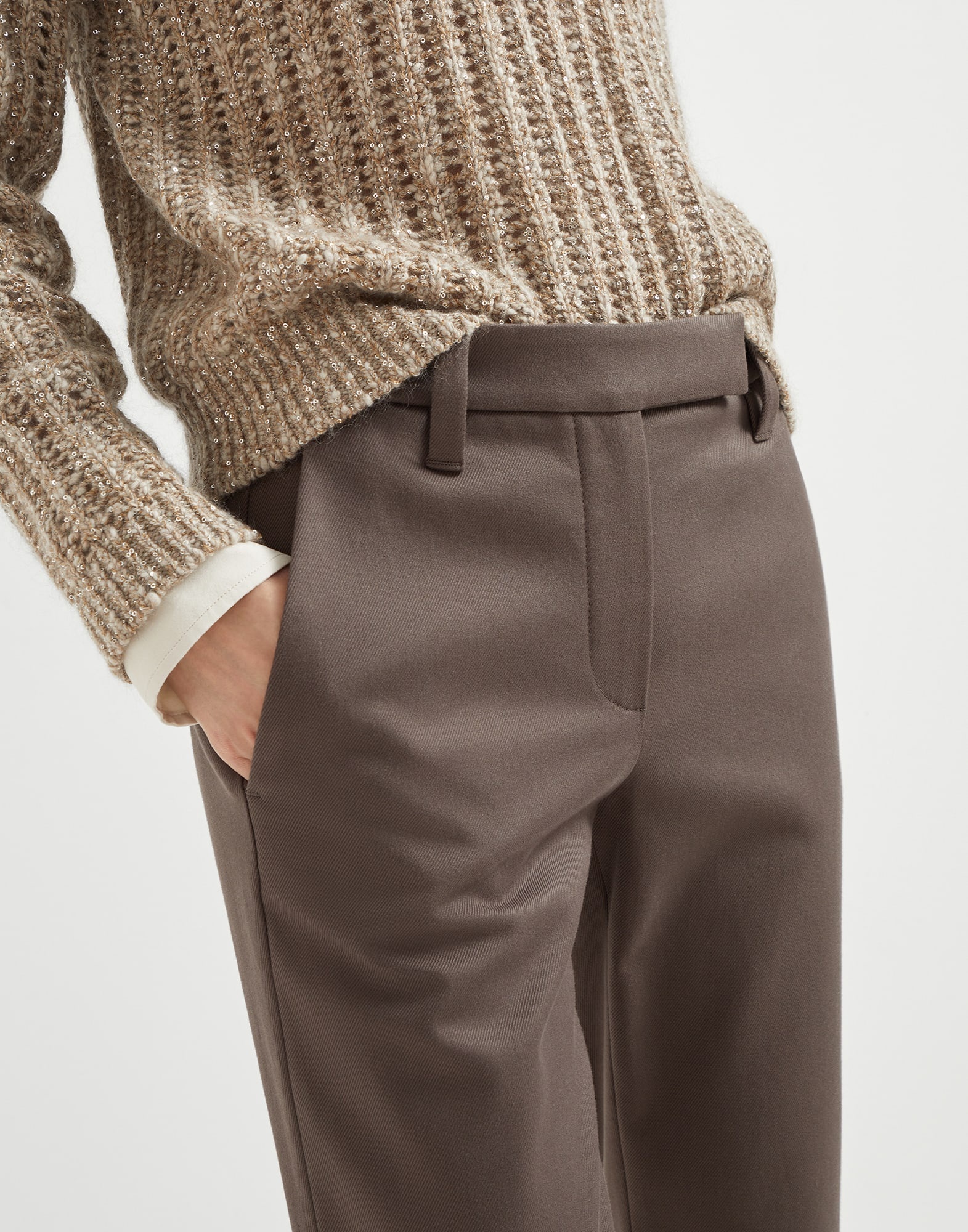 Stretch cotton cover slim fit trousers - 3