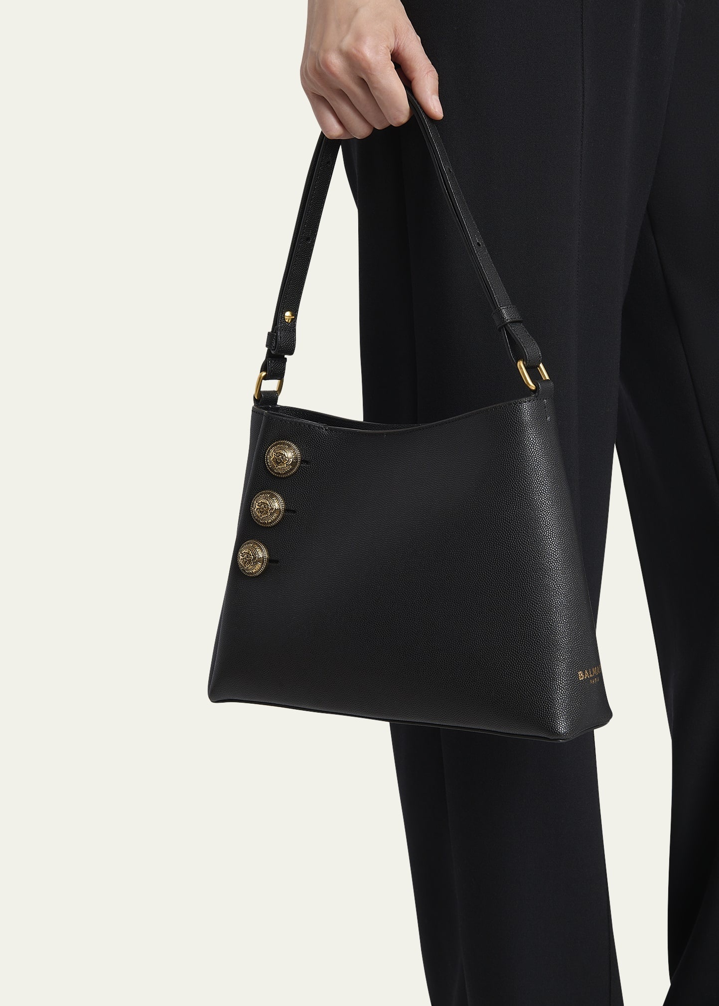 Emblem Button Leather Shoulder Bag - 2