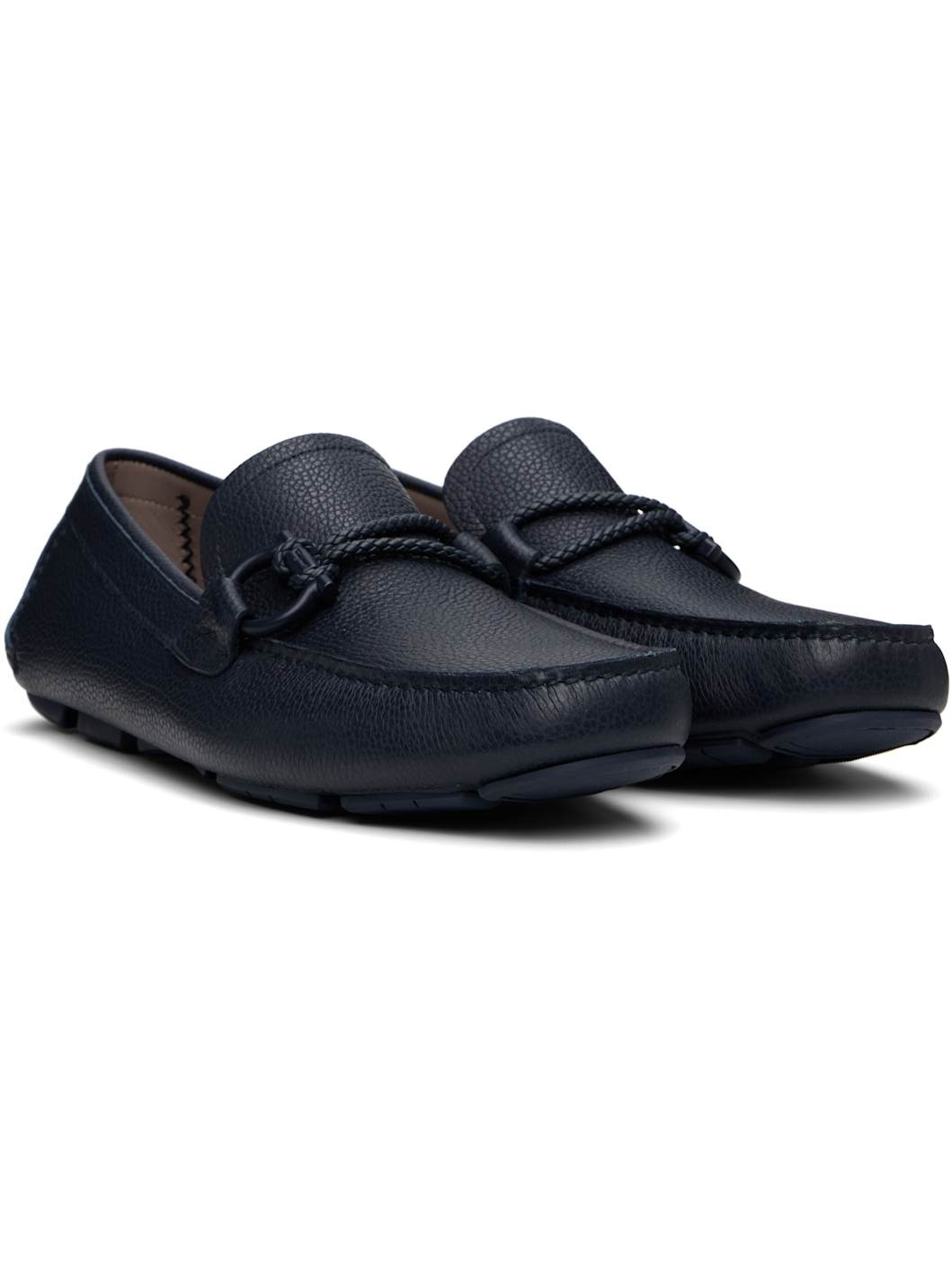 Navy Gancini Ornament Driver Loafers - 4