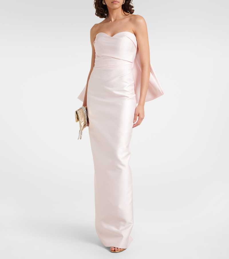 Monique Lhuillier Bow-detail satin gown outlook