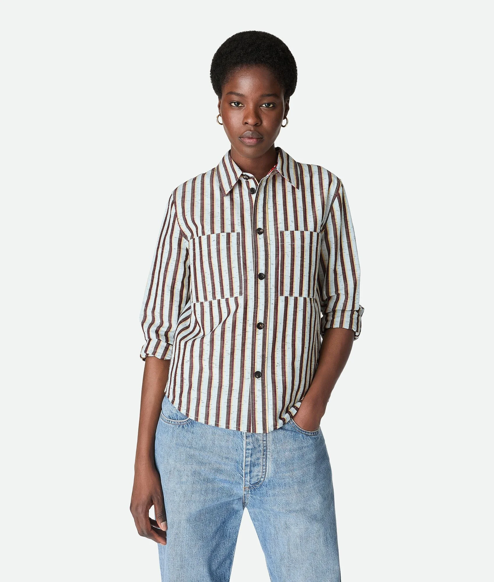 Cotton And Linen Stripe Shirt - 1