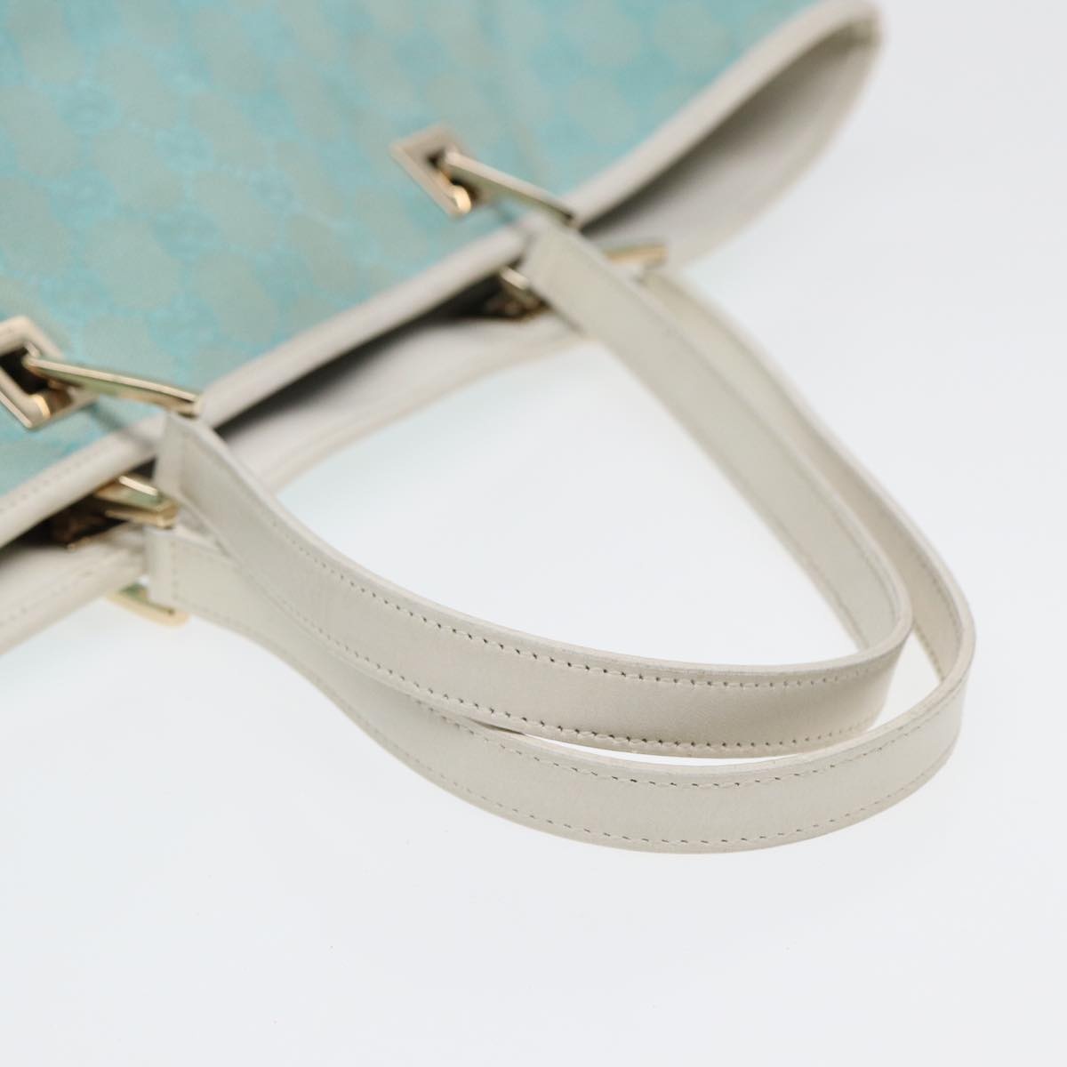 GUCCI GG Canvas Tote Bag Light Blue White Gold 002 002 - 7