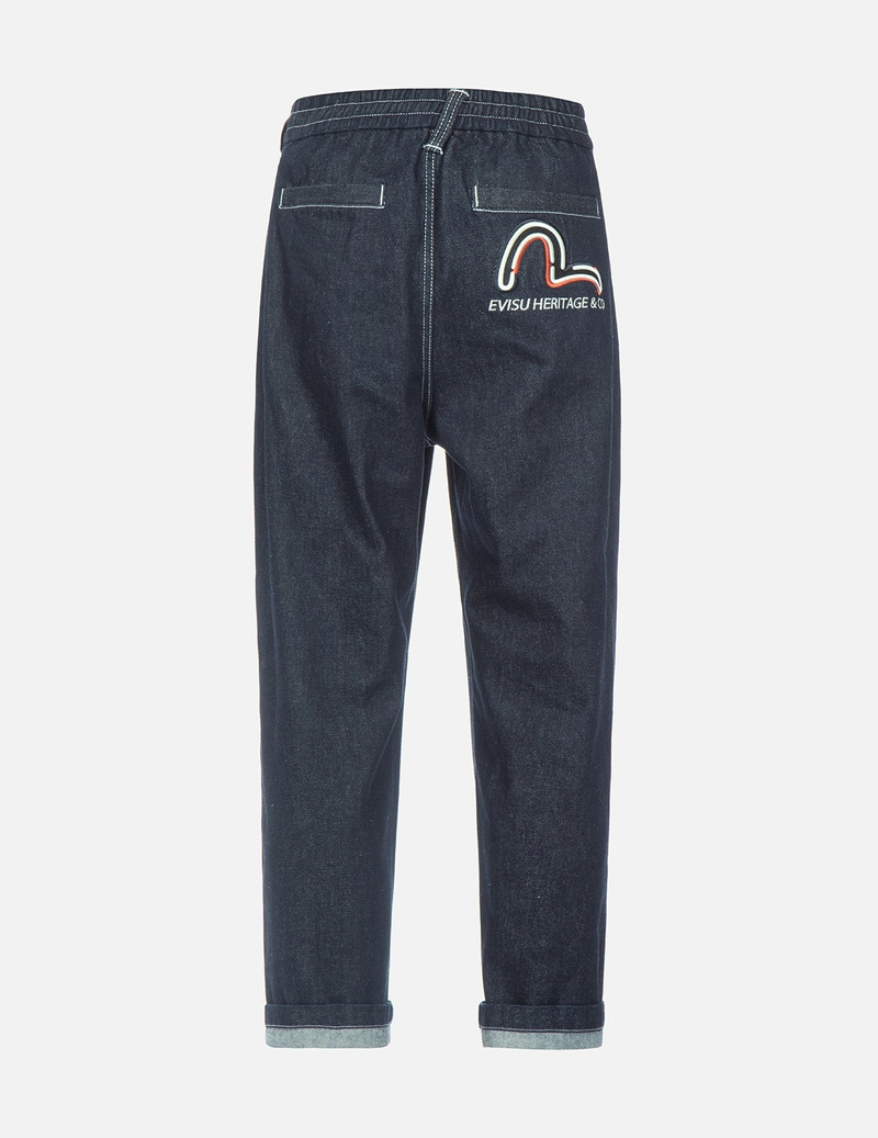 EVISU COLORBLOCK SEAGULL EMBROIDERED TAPERED-FIT JEANS outlook