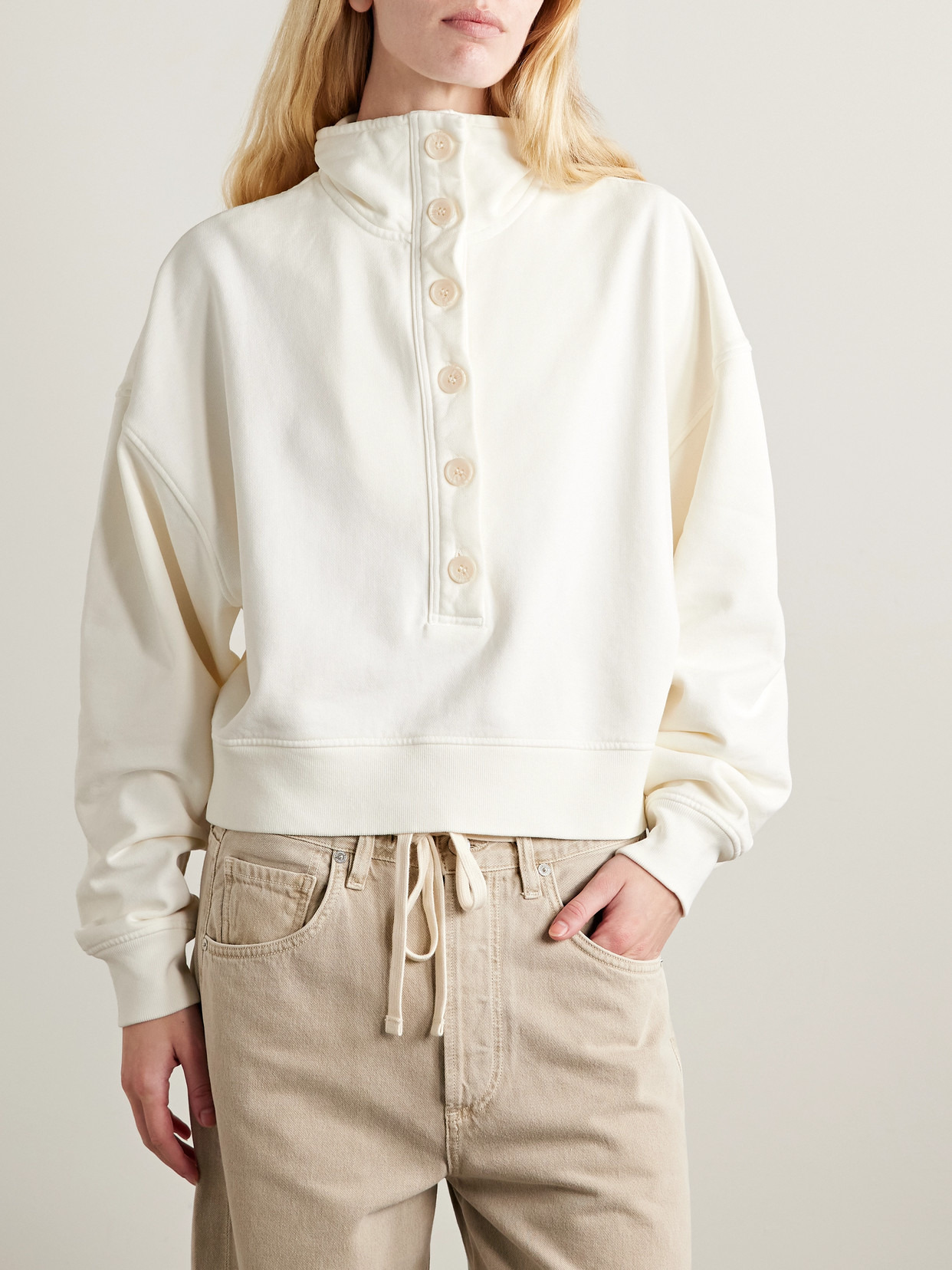 Mirelle Cropped Cotton-jersey Sweatshirt - 4