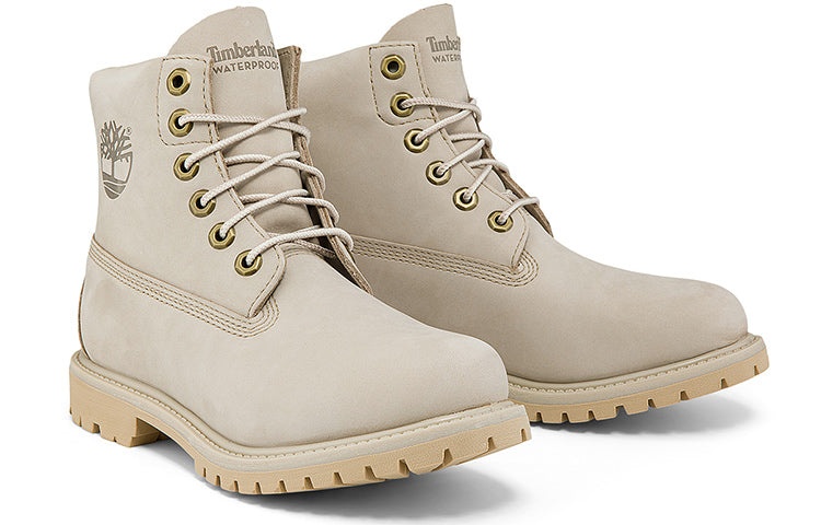 (WMNS) Timberland Paninara Collarless 6 Inch Wide Fit Waterproof Boots 'Light Grey Nubuck' A2M2SW - 4