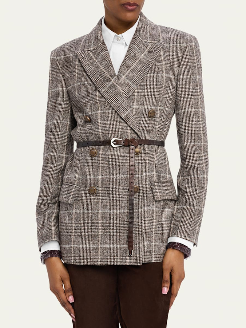 Brunello Cucinelli Windowpane Double-Breasted Jacket outlook