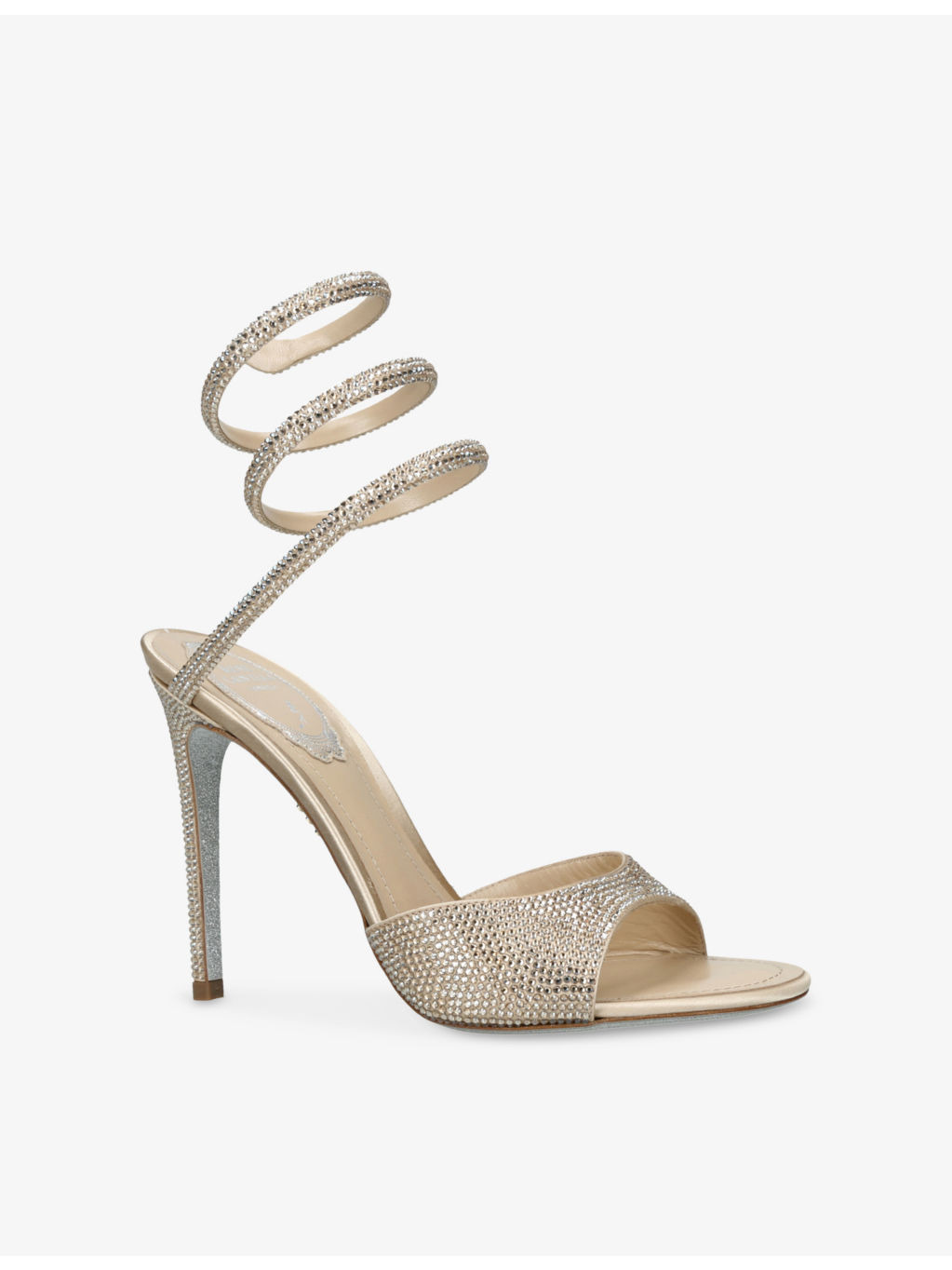 Jewelled-Strap Wrap Leather Heeled Sandals - 3