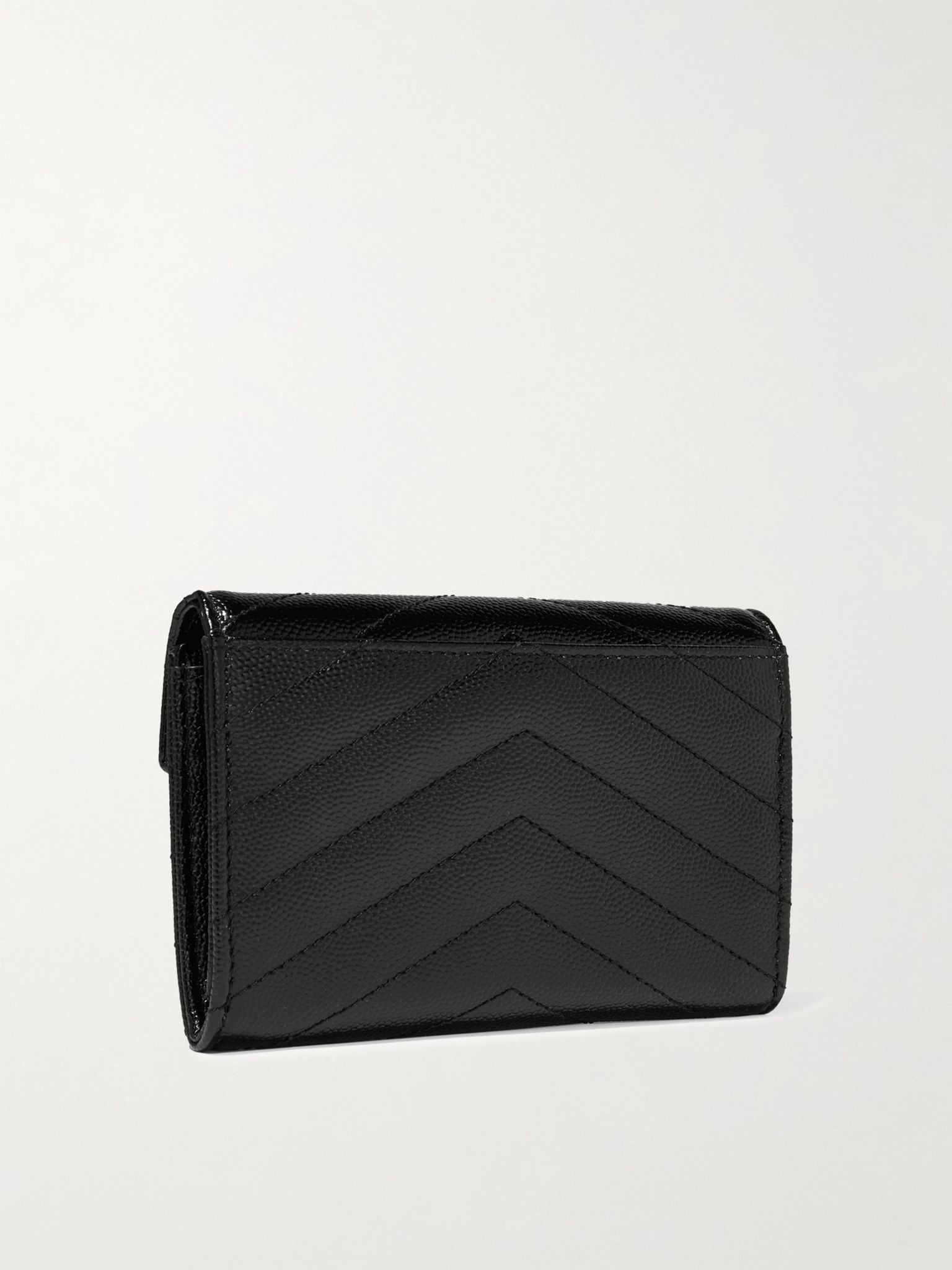 Monogramme Envelope quilted textured-leather wallet Black - 3