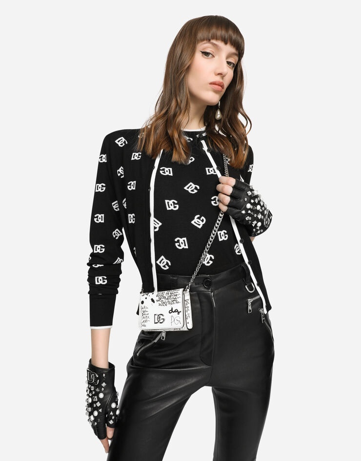Nappa leather gloves with embellishment and DG logo - 2