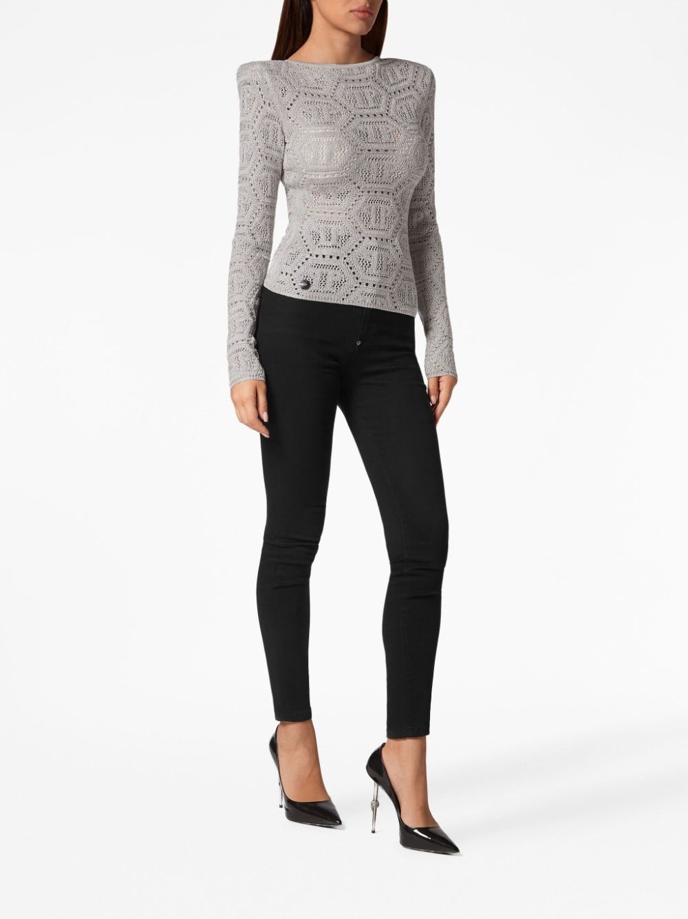logo-embroidered knitted top - 2