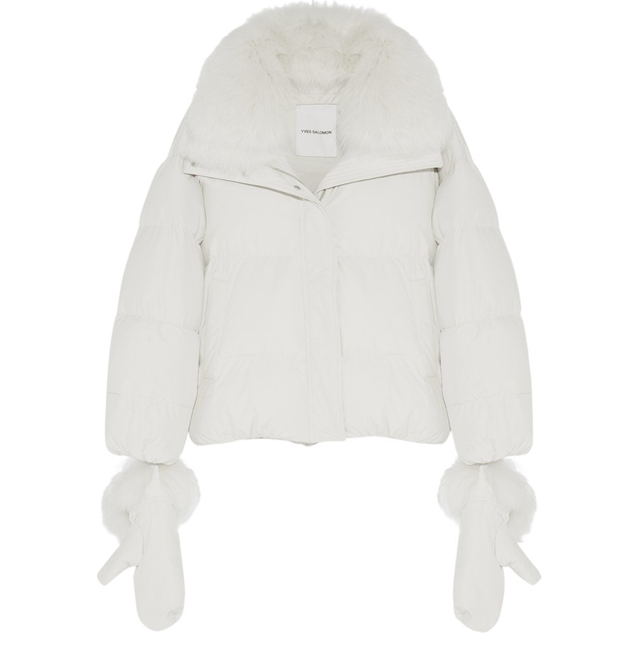 Puffer jacket made from a waterproof technical fabric with a fox fur collar - 1