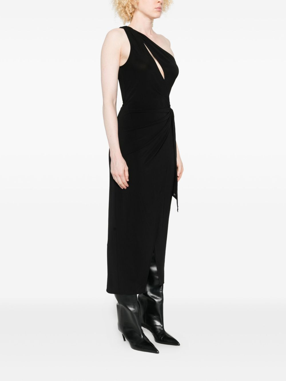 one-shoulder wrap midi dress - 3