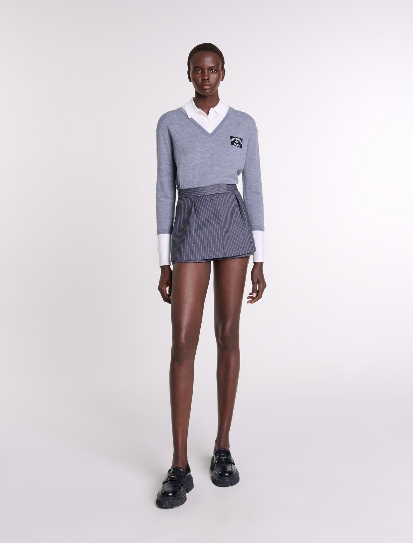 Rhinestone layered skort - 2