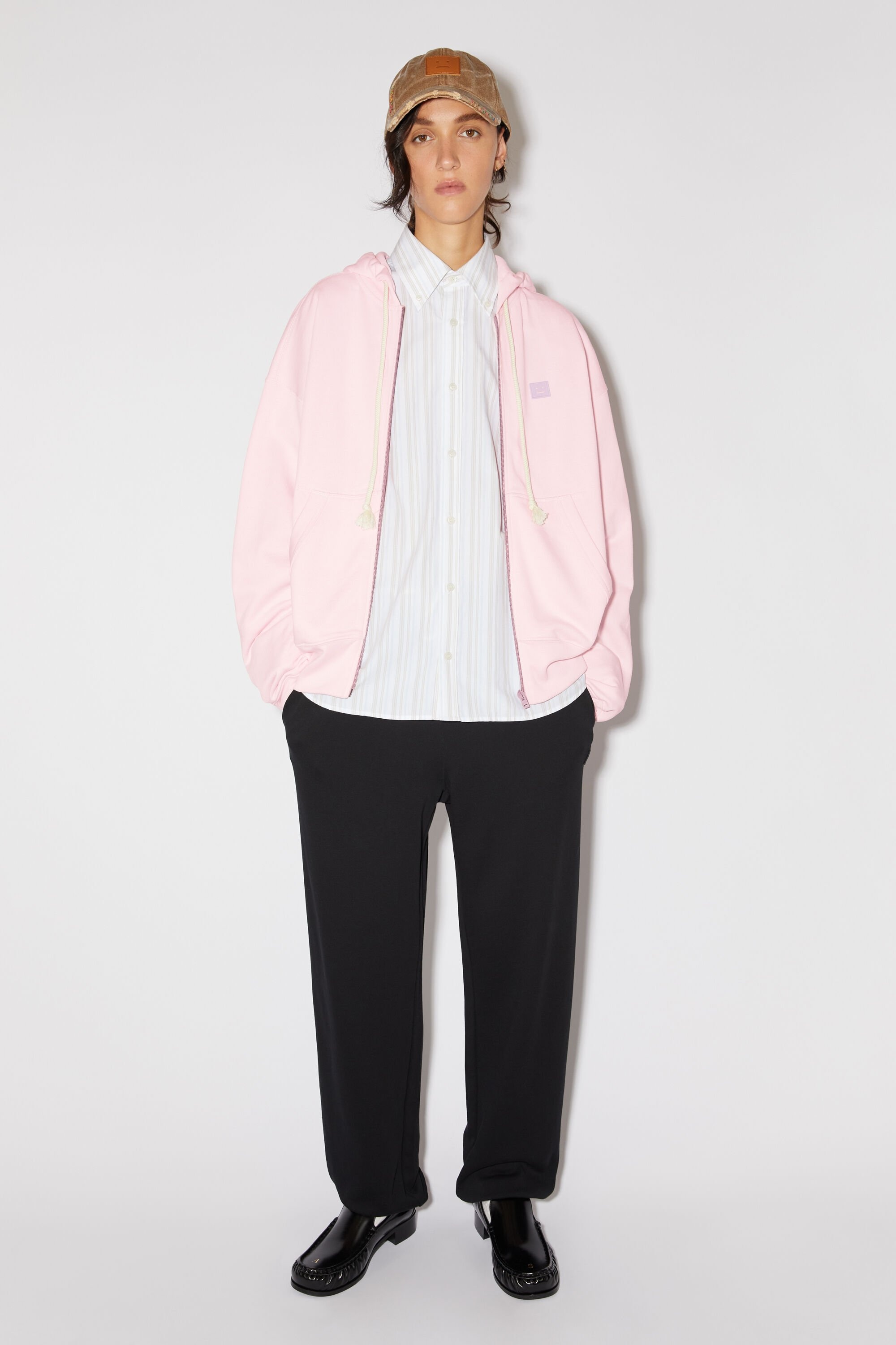 Hooded zip sweater - Light pink