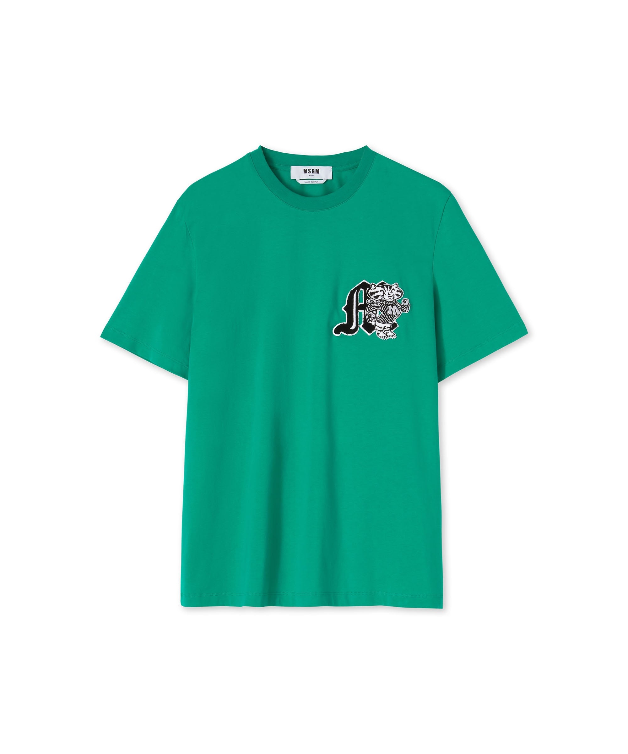 Cotton crewneck t-shirt with MSGM "M" mascot patch - 1