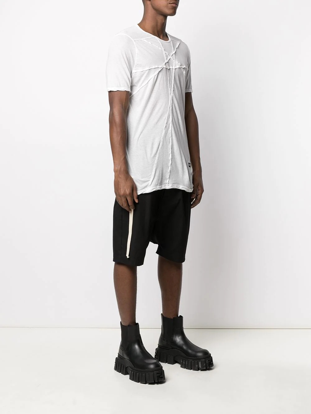 logo print stitch detail lightweight T-shirt - 3
