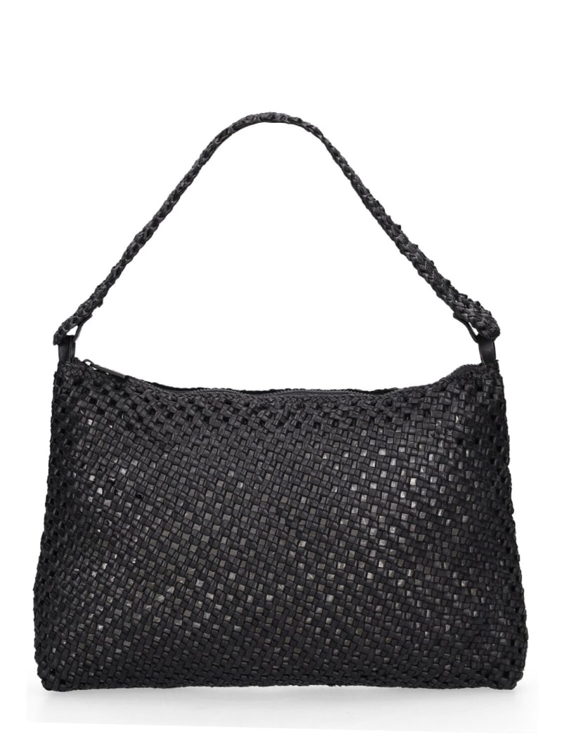 Macramé woven leather shoulder bag - 1