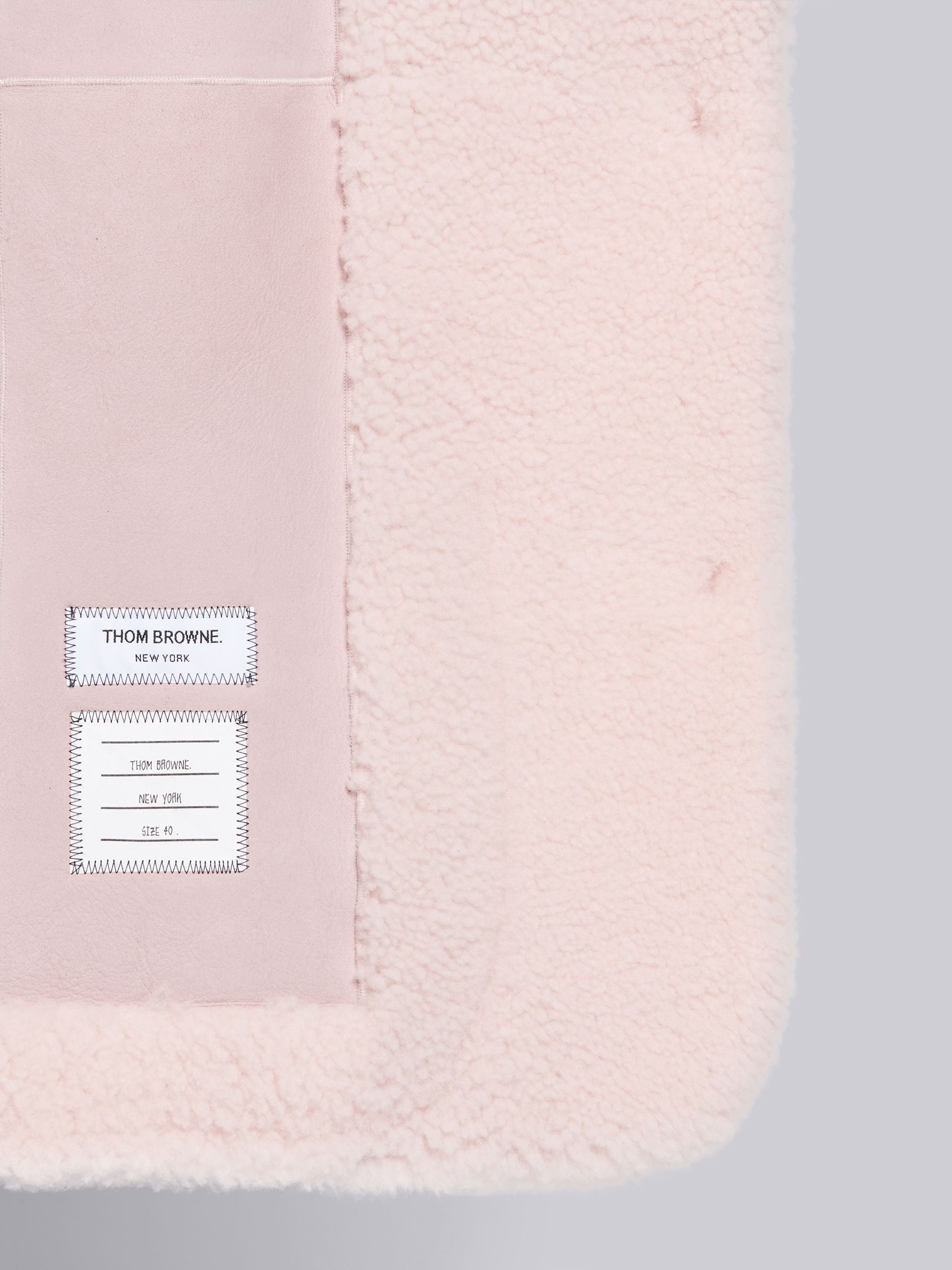 Light Pink Shearling Dropped Shoulder Oversized Sack 4-Bar Jacket - 6