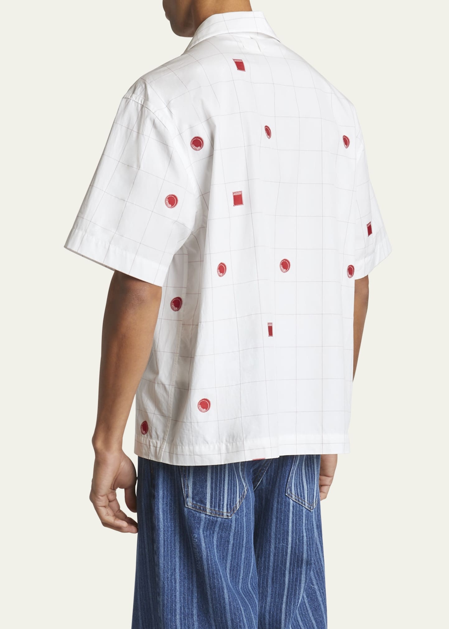 Men's Circles & Squares Embroidered Camp Shirt - 3