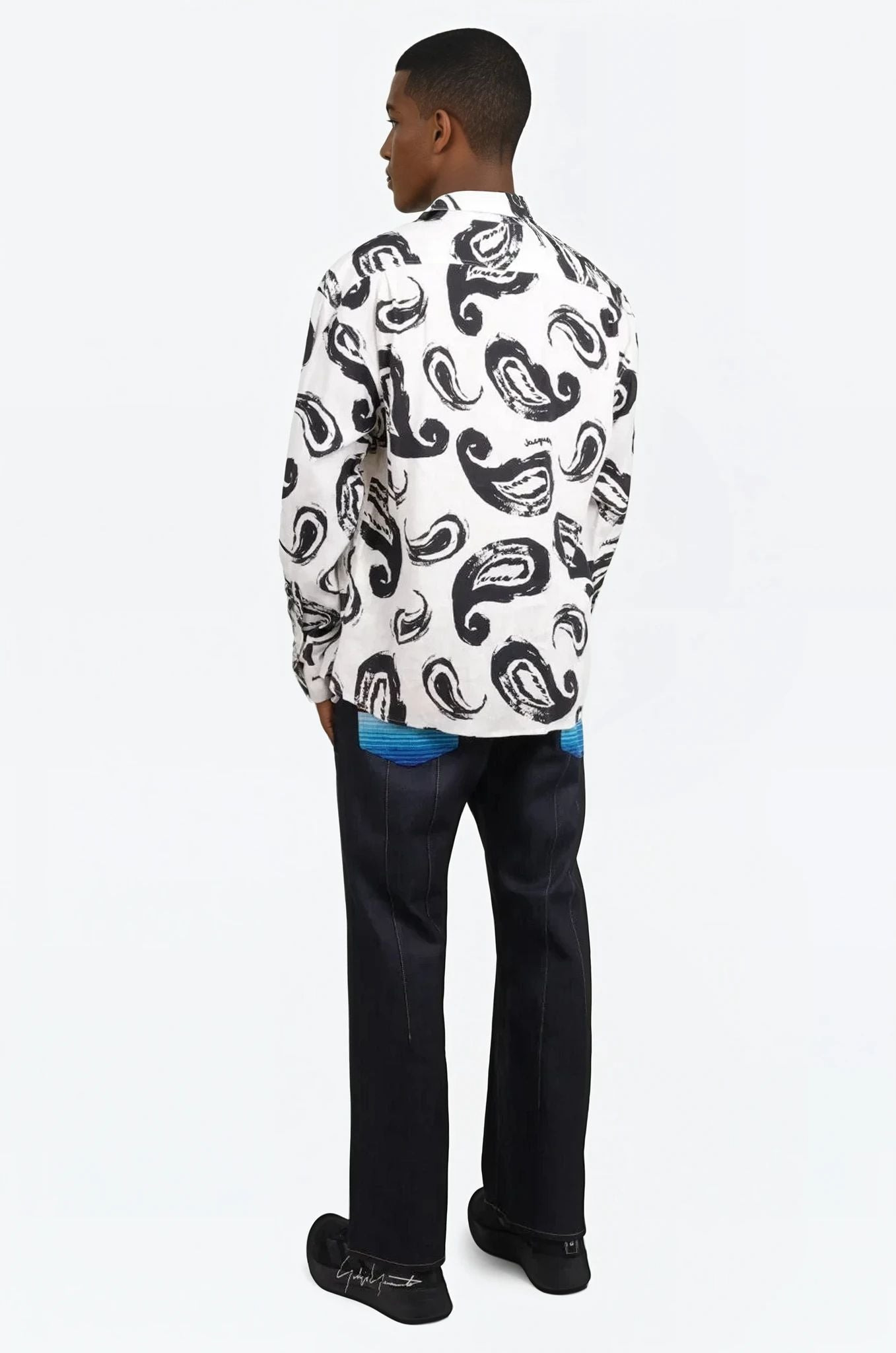 LA CHEMISE SIMON SHIRT | WHITE/BLACK PAISLEY - 3