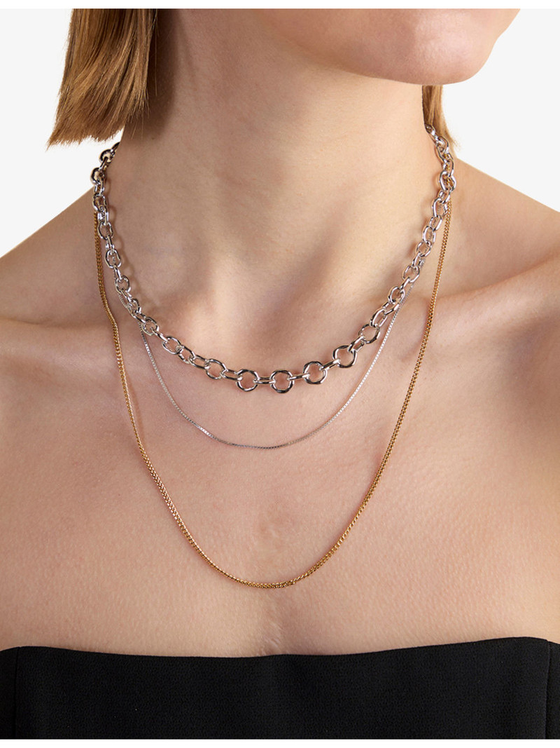 Molten Link Rhodium-Plated Brass Chain Necklace 3