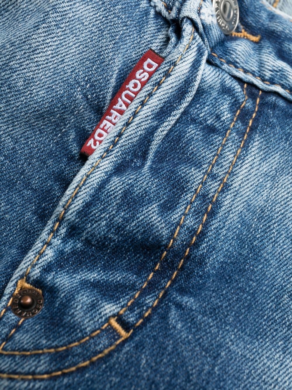 logo-patch tapered jeans - 6