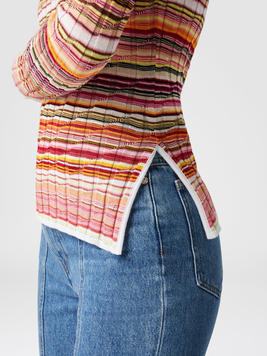Striped cotton and viscose ribbed sweater with long sleeves - 4