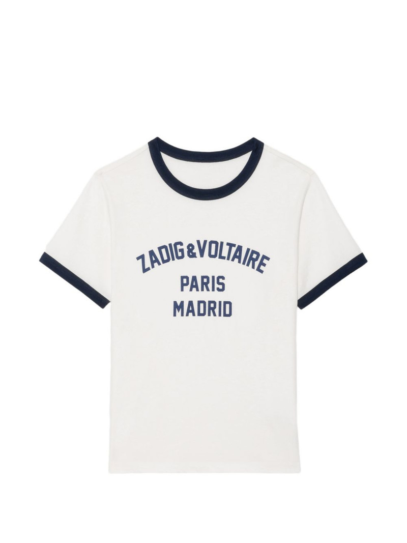 Woos logo-print ringer T-shirt 1