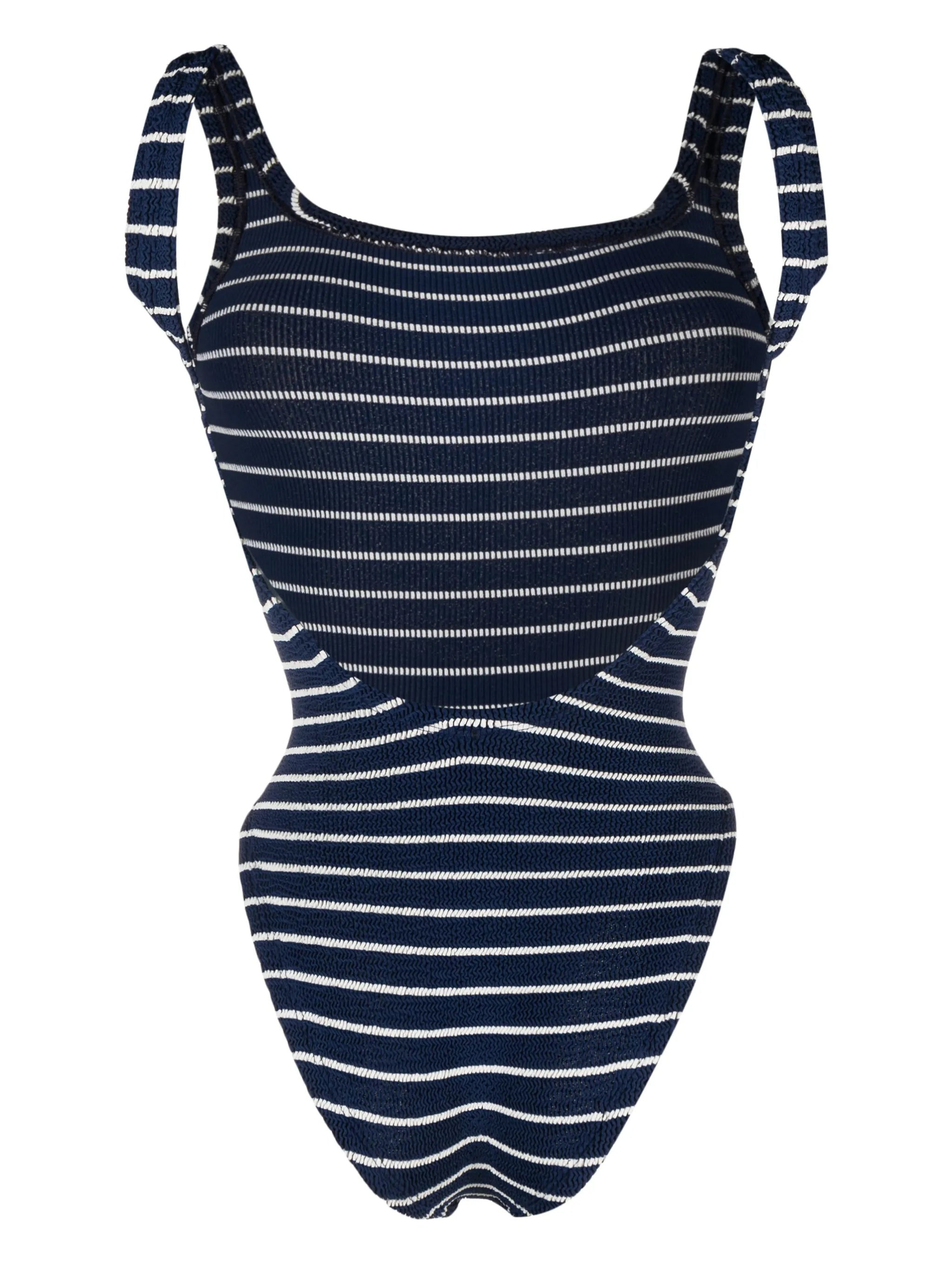 striped square-neck swimsuit - 2