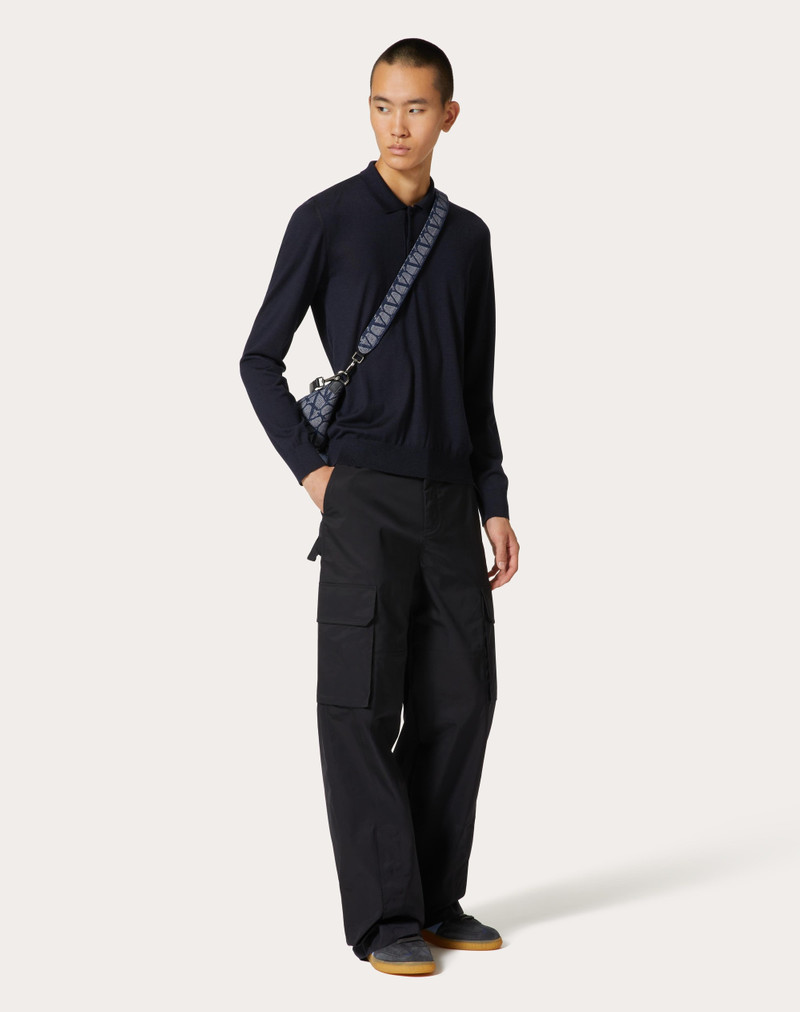Valentino LONG-SLEEVE CASHMERE AND SILK POLO SHIRT WITH VLOGO SIGNATURE EMBROIDERY outlook