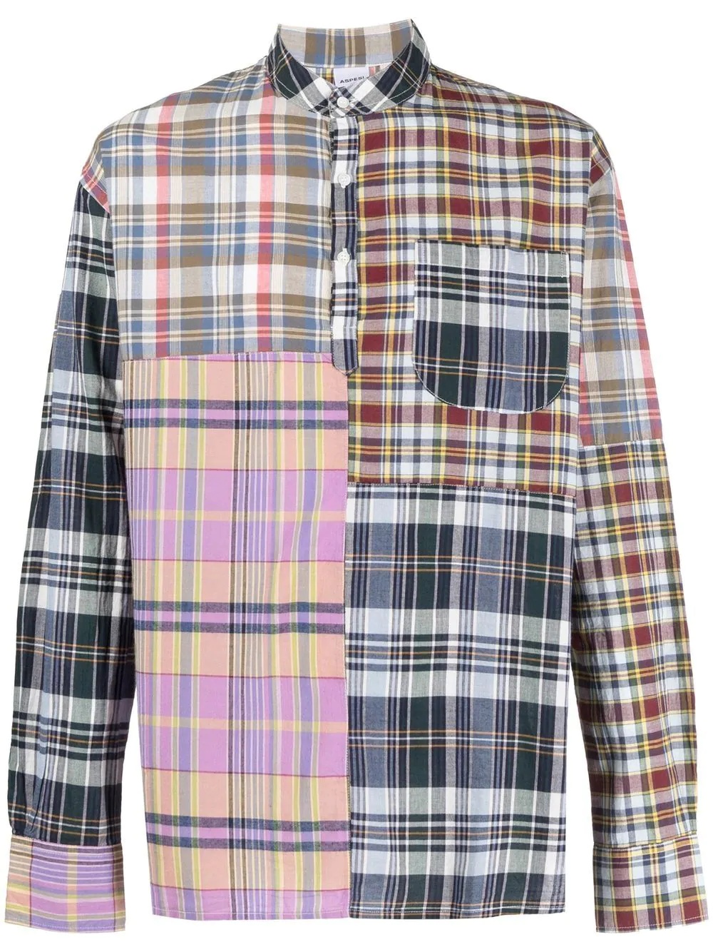 patchwork checked shirt - 1