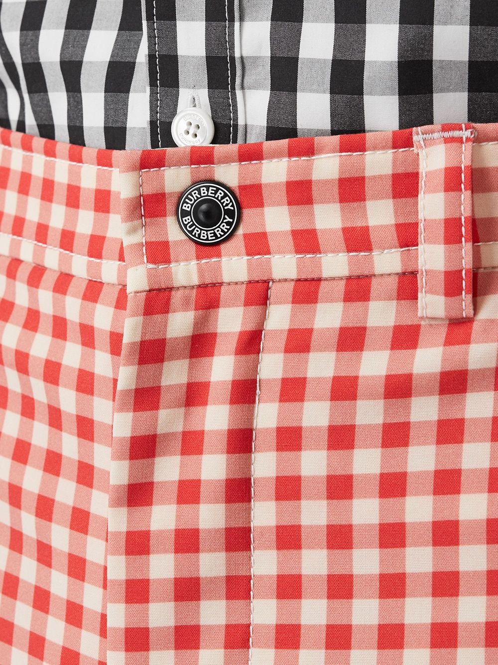 cut-out back gingham trousers - 5