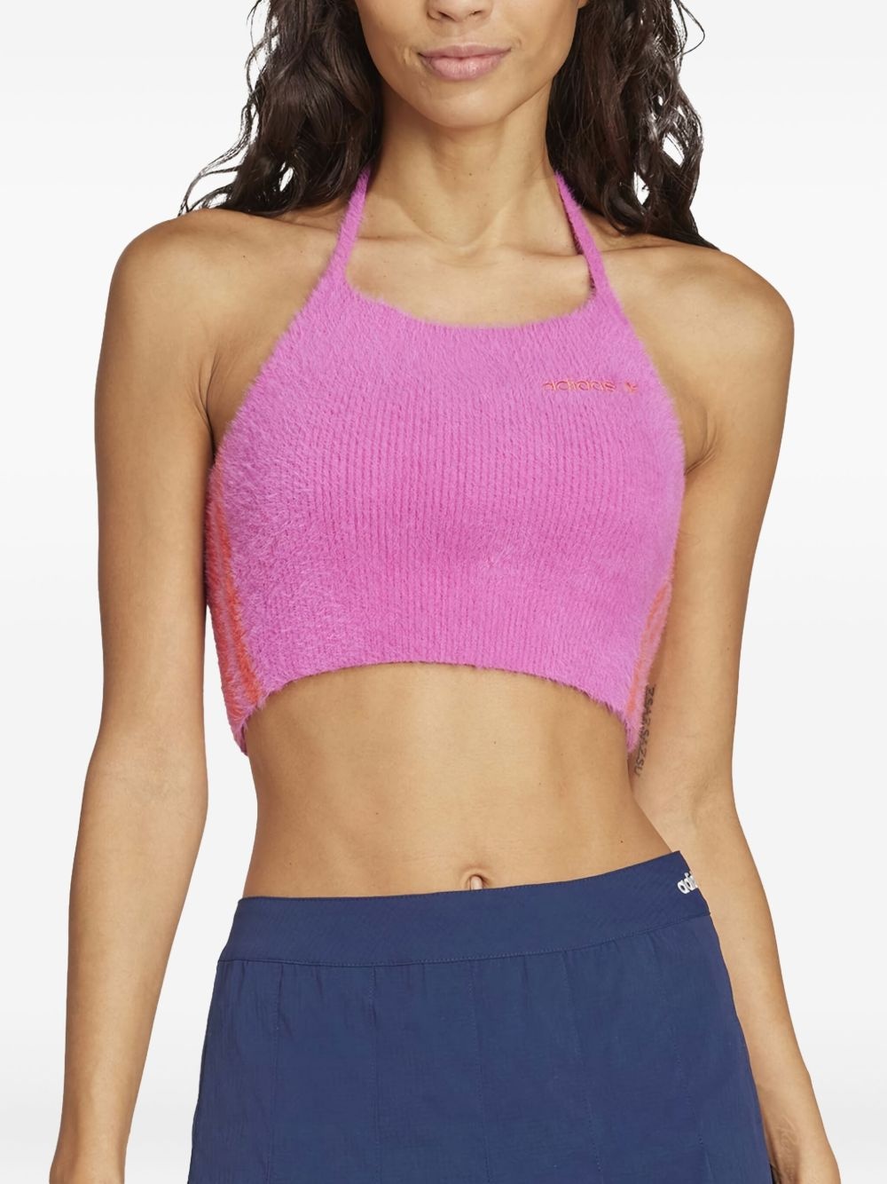 halter fluffy-knit tank top - 3