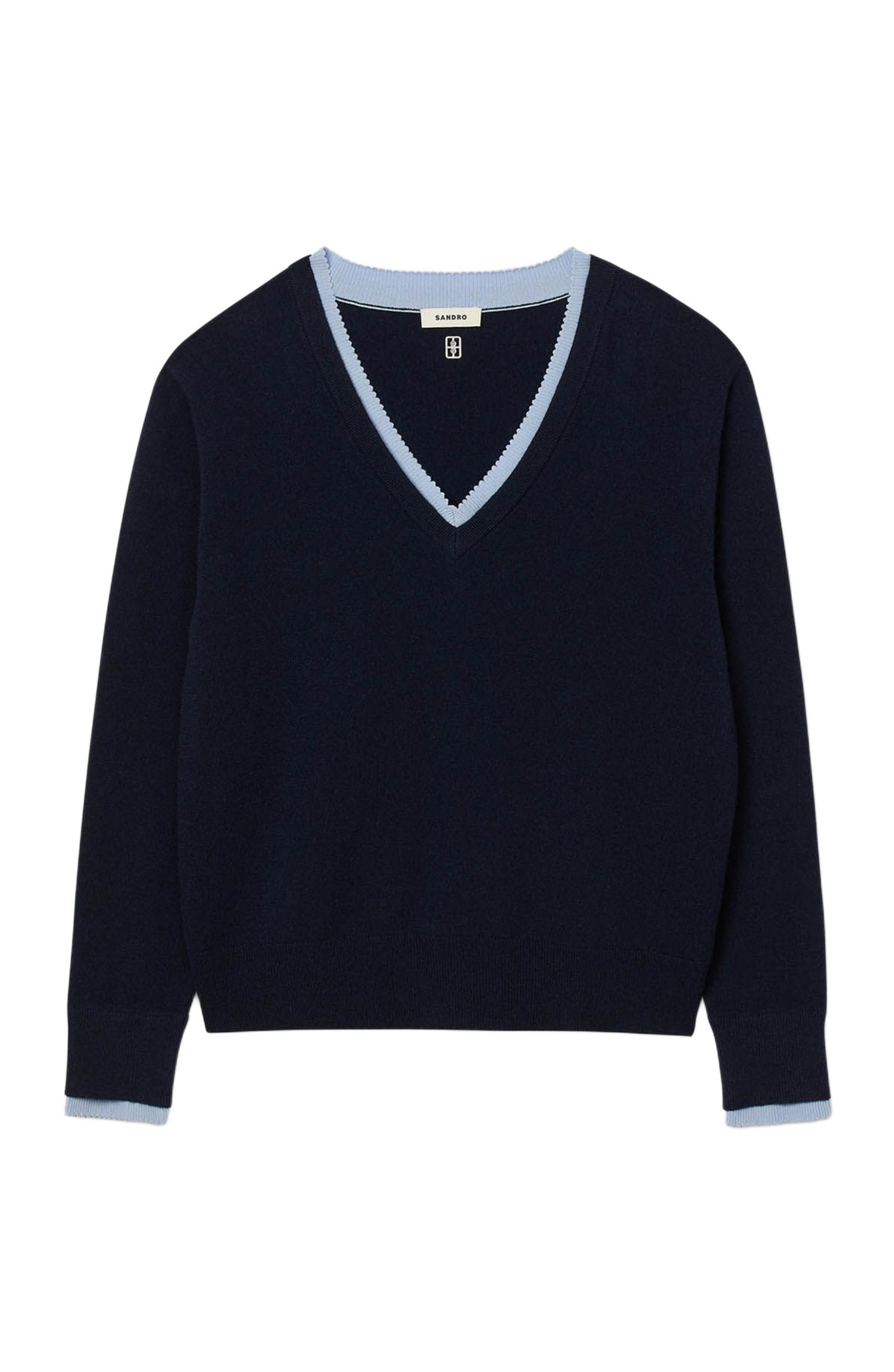 SANDRO Wool and cashmere sweater in Navy Blue at Nordstrom - 4