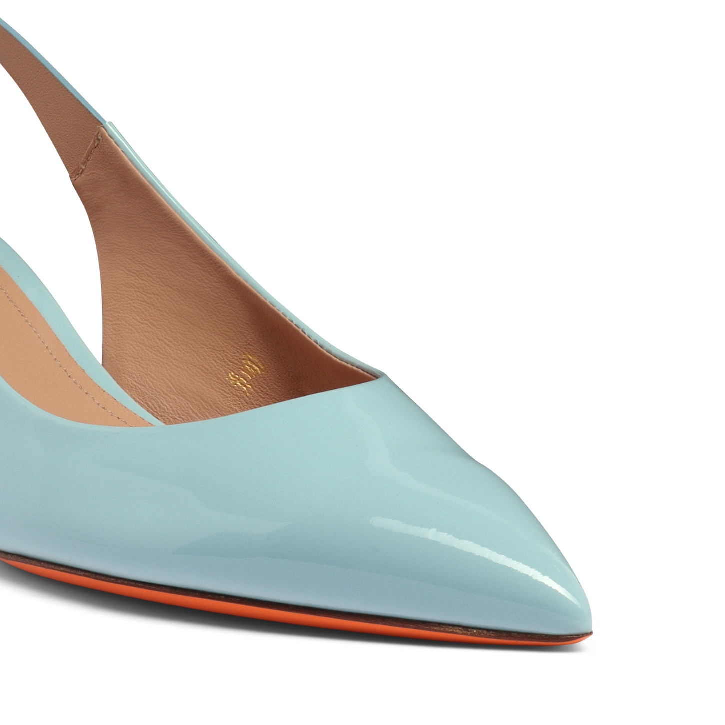 Women's light blue patent leather mid-heel slingback - 7