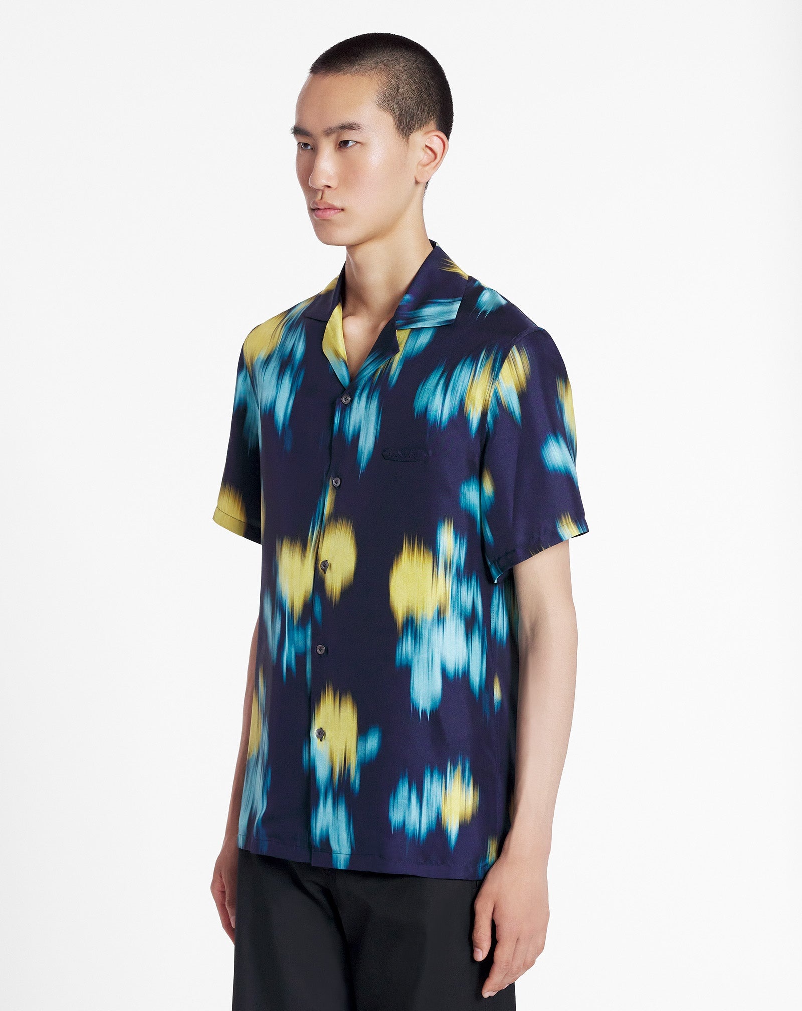 BLURRED FLORAL PRINT BOWLING SHIRT - 3