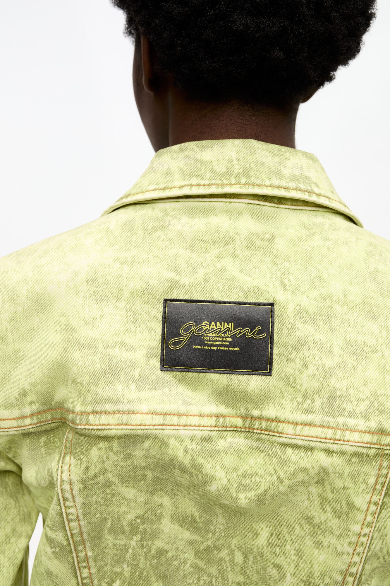 YELLOW FOIL OVERDYED DENIM FITTED BLAZER - 6