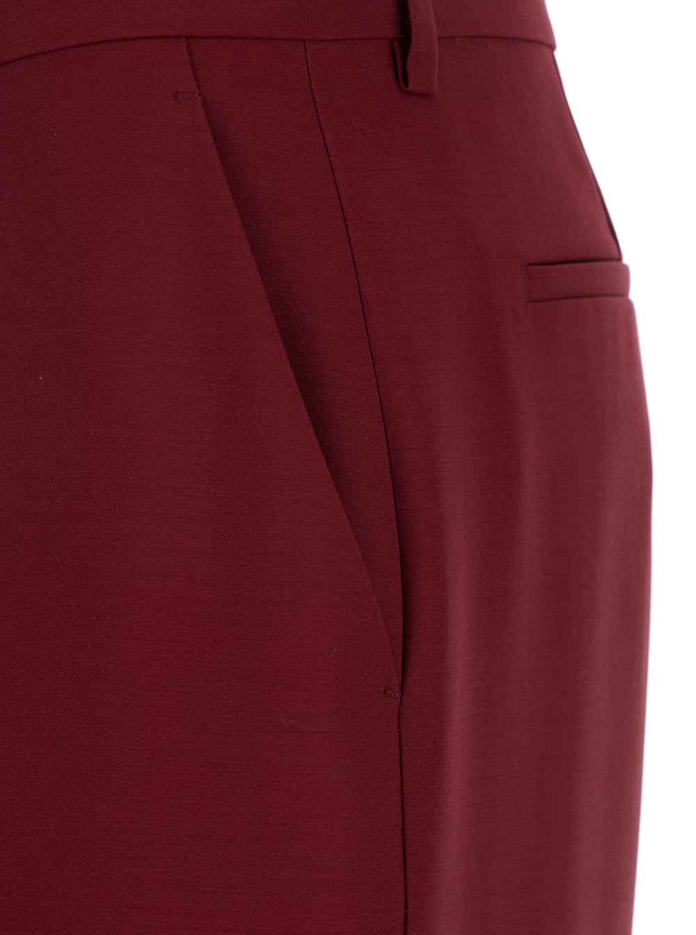 Gucci Women Bordeaux Tailored Pants With Slits On The Edges And Embroidered Lettering Logo On The Ba - 3