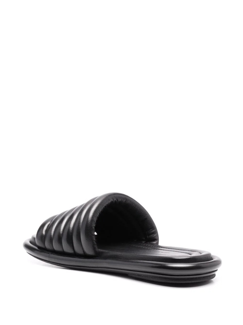 ribbed leather slides - 3