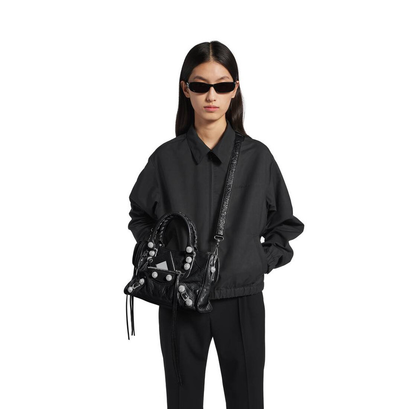 BALENCIAGA Women's Le City Bag Small Giant Studs With Rhinestones in Black outlook