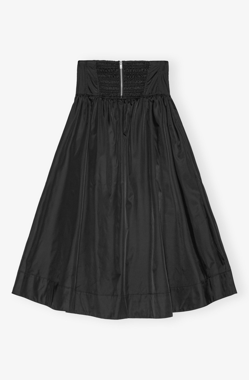 BLACK DUCHESSE NYLON LONG POCKET SKIRT 6