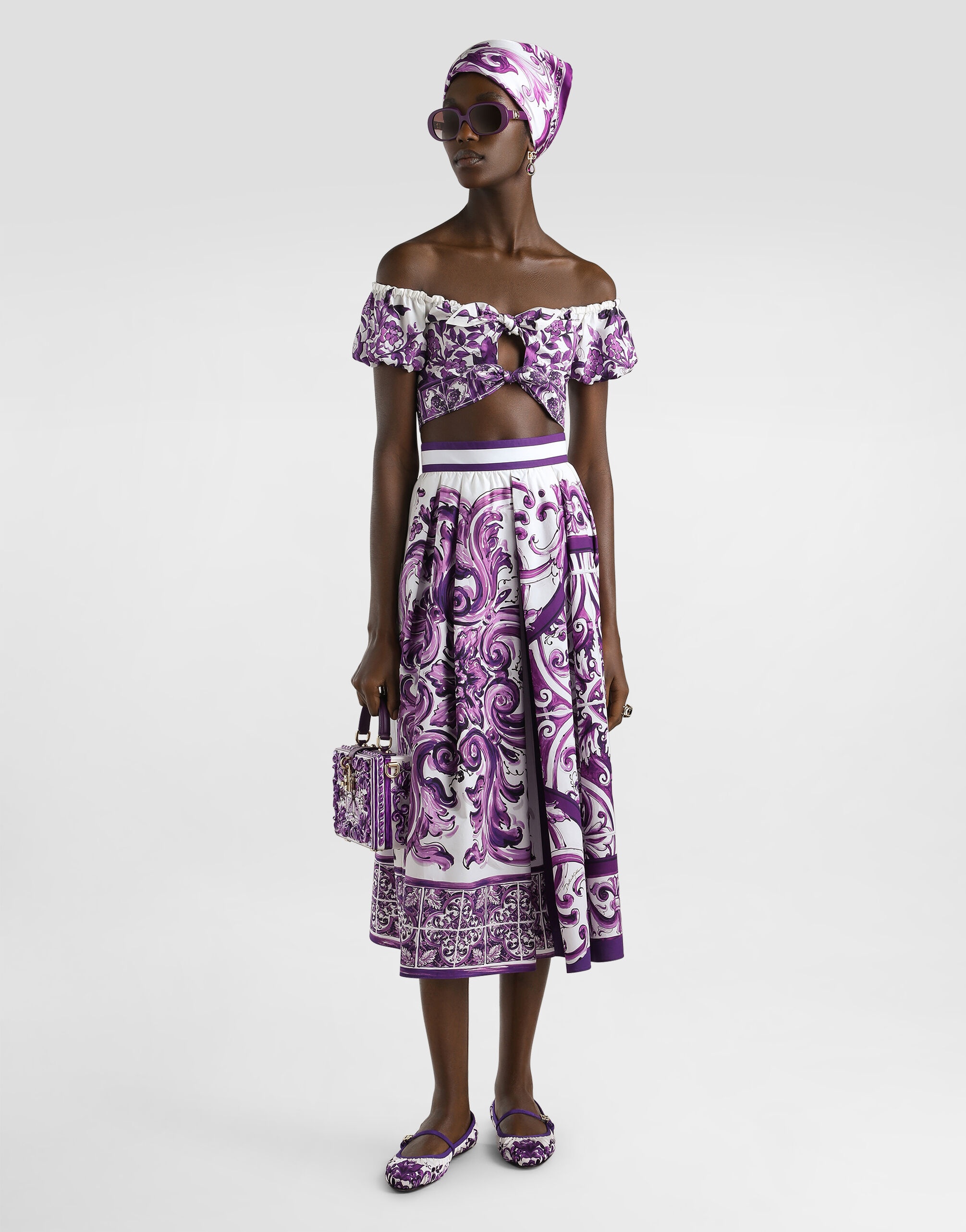 Majolica-print poplin top - 2
