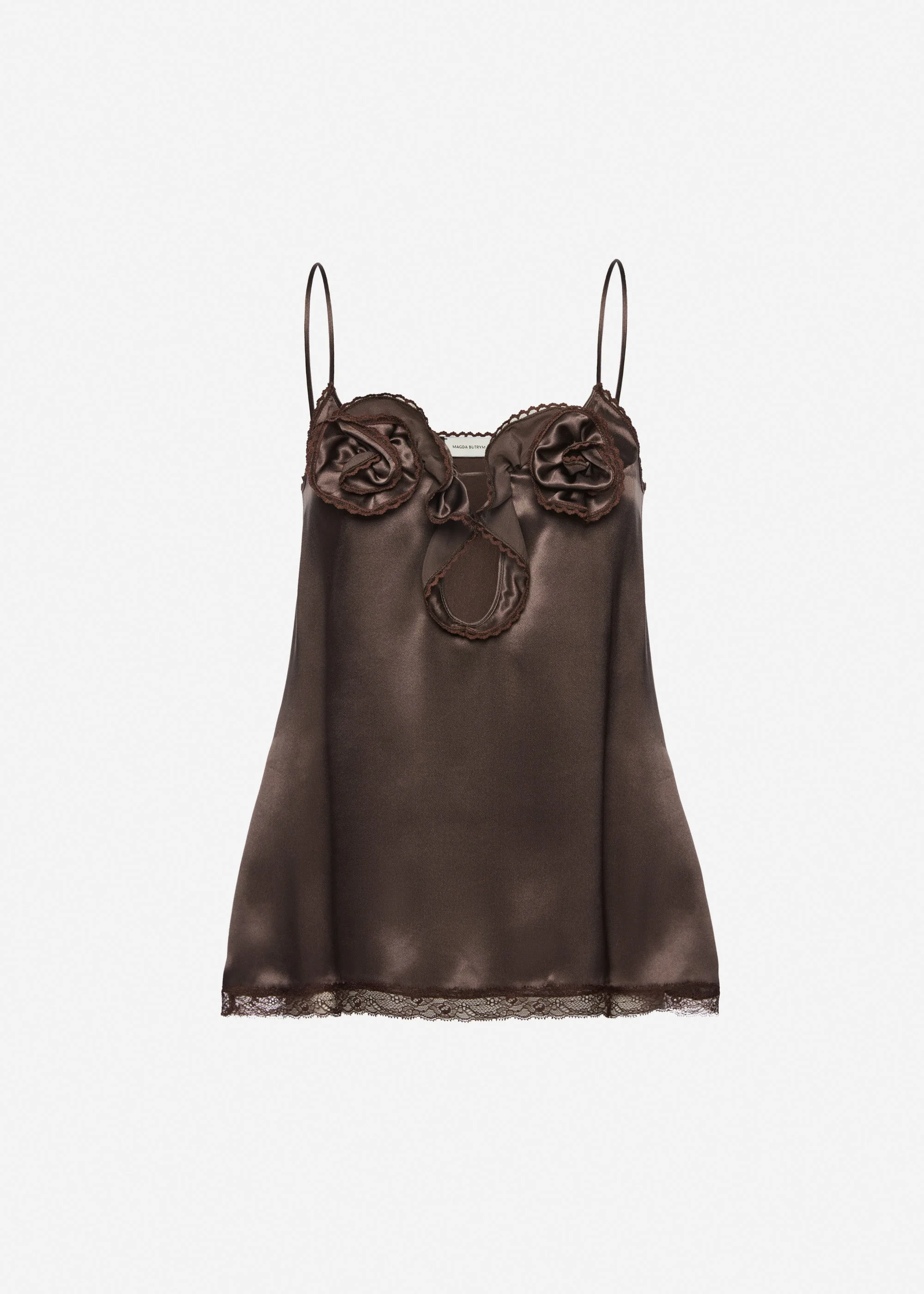Silk rose camisole in brown - 1