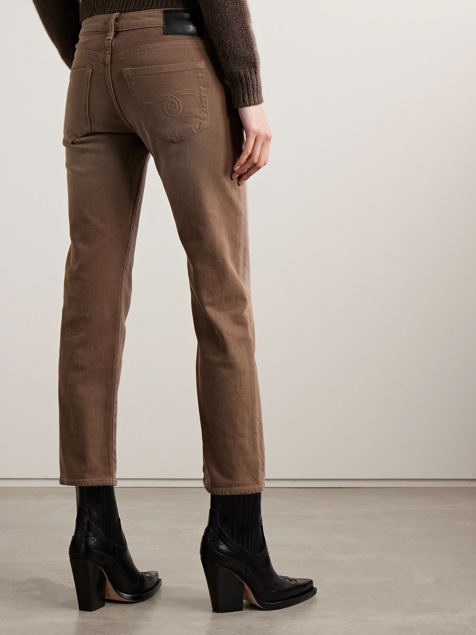 Boy cropped low-rise straight-leg jeans Brown - 4