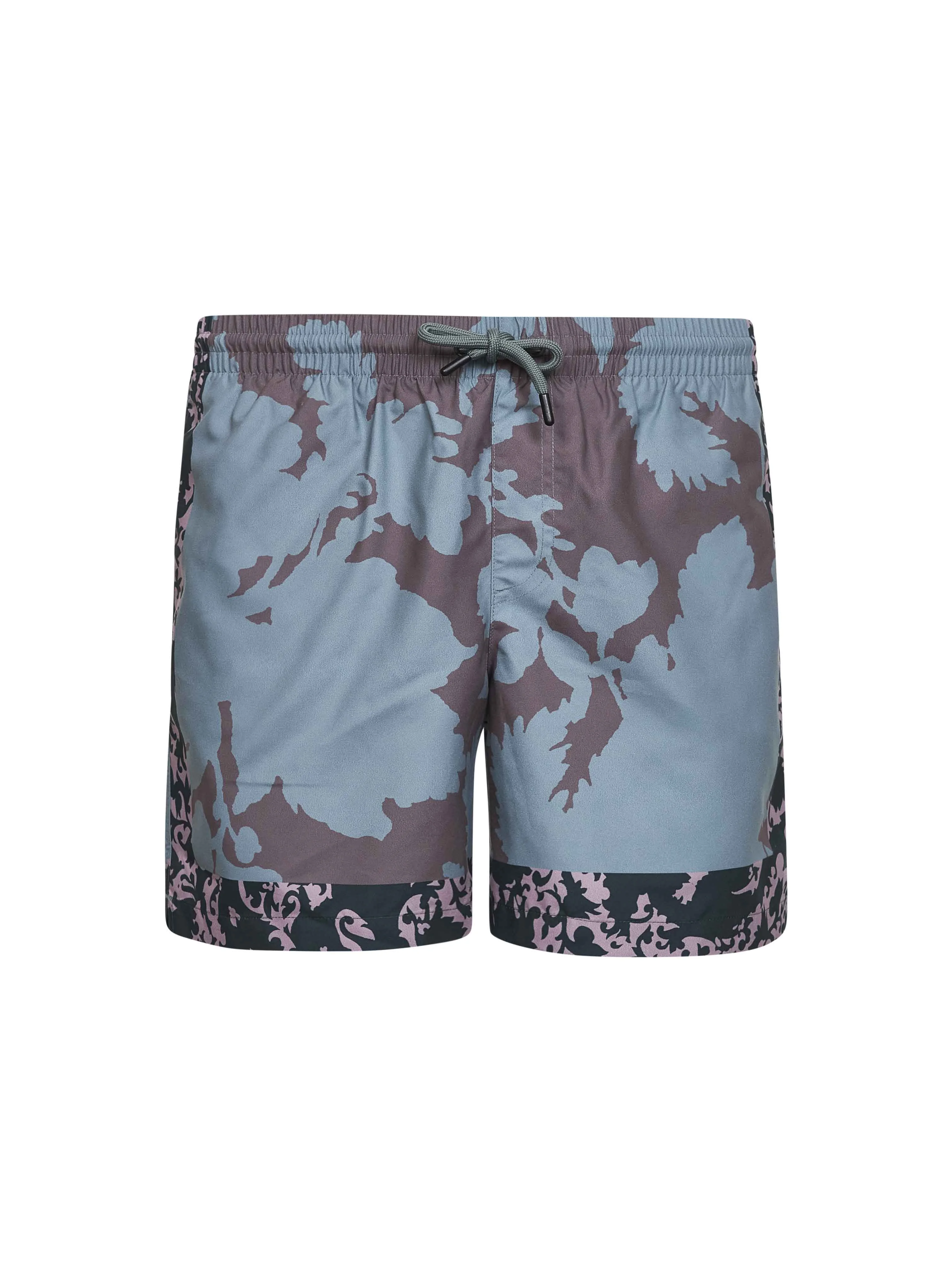 Petrol printed nylon swim shorts - 1