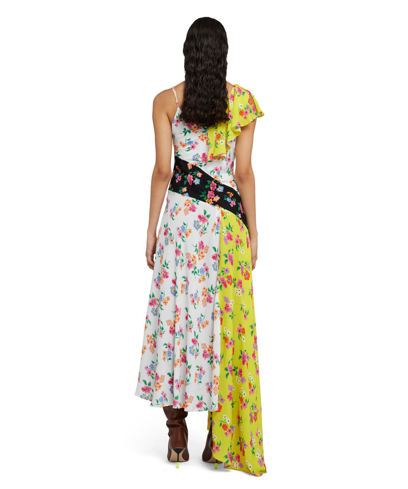 MSGM Patchwork viscose midi dress with "Micro Flower Bouquet" print outlook