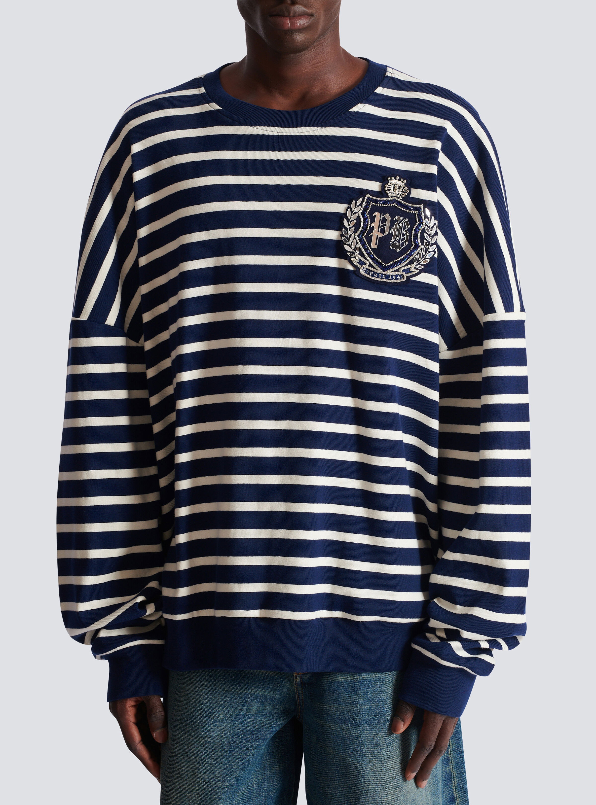 Cotton College Emblem sweatshirt with Breton stripes - 5
